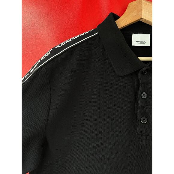 Burberry Black Stonely Logo Tape Cotton Pique Men's Polo Shirt Size SP - Picture 7 of 16